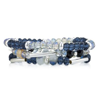 Blue crystal beaded bracelet set